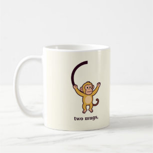 Café Dos tazas, un anillo - Taza de parejas mono lindo