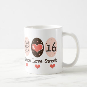 Café Dulce del amor de la paz taza de dieciséis