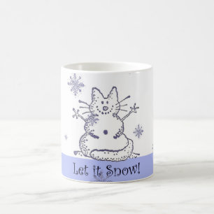 Café El gato de la nieve lo dejó nevar taza
