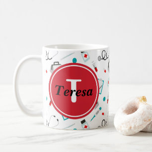 Café El monograma lindo de la enfermera añade la taza