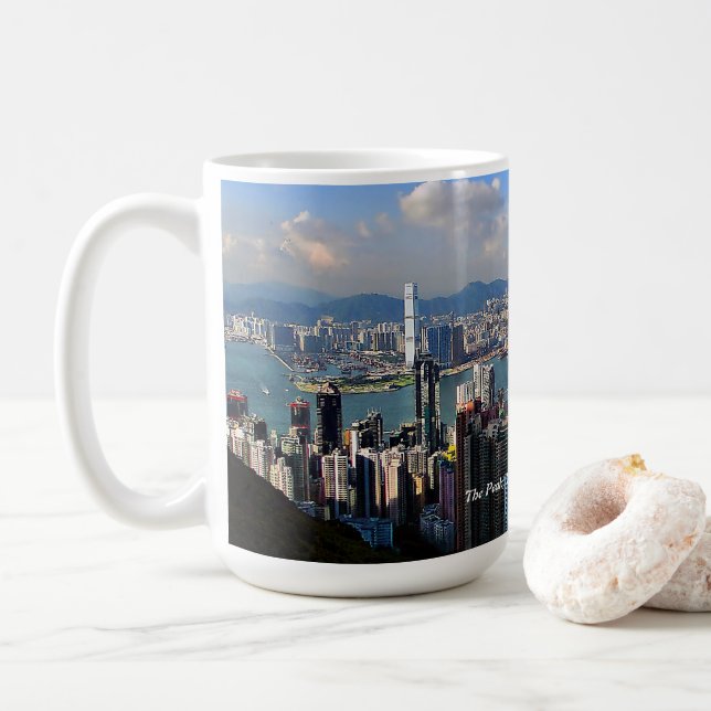 Café El pico, taza de la isla de Victoria, Hong Kong (Con donut)