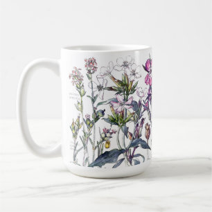 Café El vintage Impatiens florece la taza de los