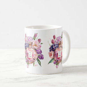 Café Elegante botella perfume de color de agua con taza