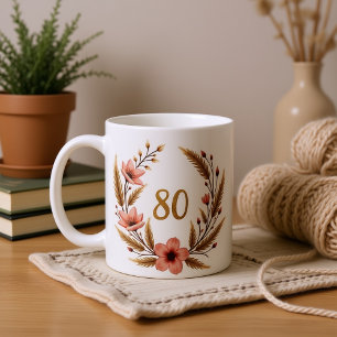 Café Elegante taza de cumpleaños número 80 para la abue