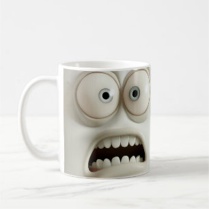 Café Envoltura de taza 3D Cara Sarcástica Pálida