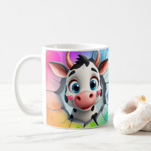 Café envoltura de taza con vaca 3d, diseño de taza con 