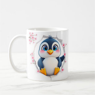 Café envoltura de taza de pingüino 3d, diseño de envolt