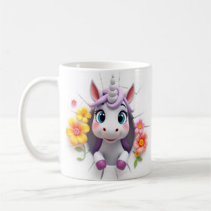 Café envoltura de taza de unicornio bebé lindo 3d, dise