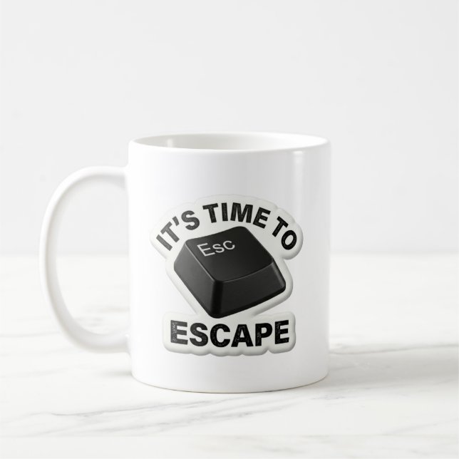 Café Es Hora de Escapar Taza Divertida de Tecnología co (Izquierda)