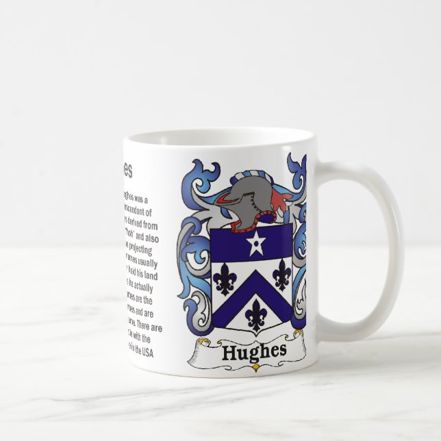 Café Escudo de la familia de Hughes en una taza (Derecha)