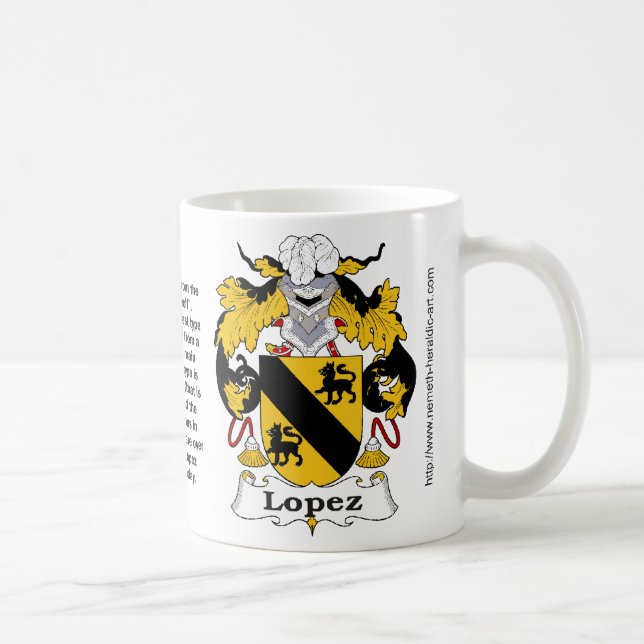 Café Escudo de la familia de López en una taza (Derecha)