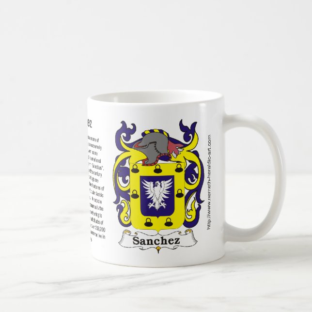 Café Escudo de la familia de Sánchez en una taza (Derecha)
