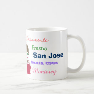 Café Estado de California y taza de las ciudades