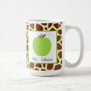 Café Estampado de girafa de Apple del verde de la taza