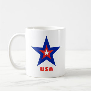 Café Estrella tricolor a dos lados con taza de texto de