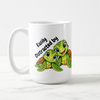 Café Fácilmente Distraído por Tortugas | Taza de Vida M