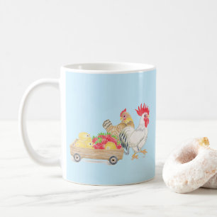Café Familia de pollito adorable taza azul