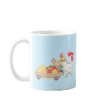 Familia de pollito adorable taza azul