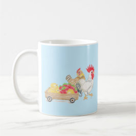 Café Familia de pollito adorable taza azul