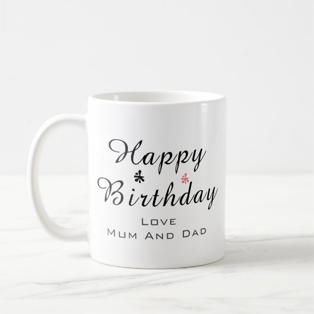 Café feliz cumpleaños de mugre y taza (Izquierda)