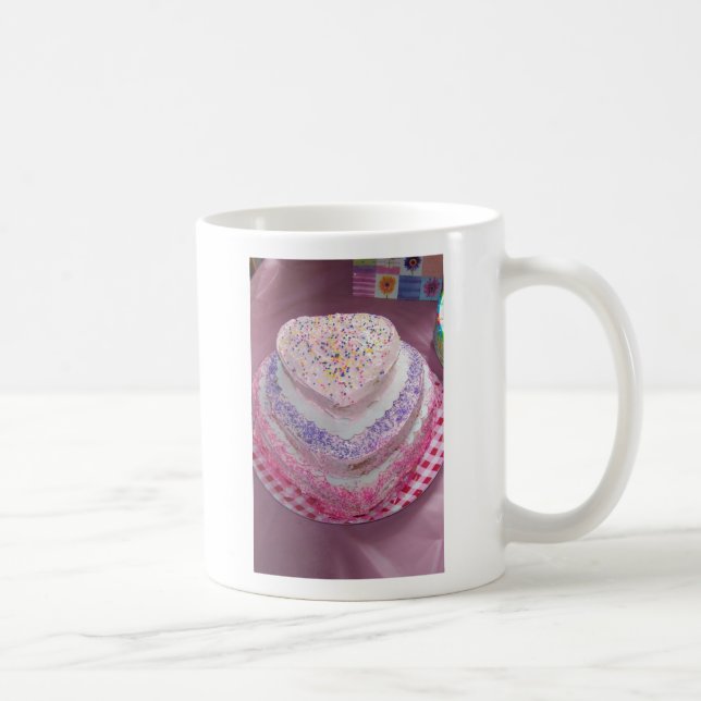 Café FELIZ CUMPLEAÑOS, torta en forma de corazón, taza (Derecha)