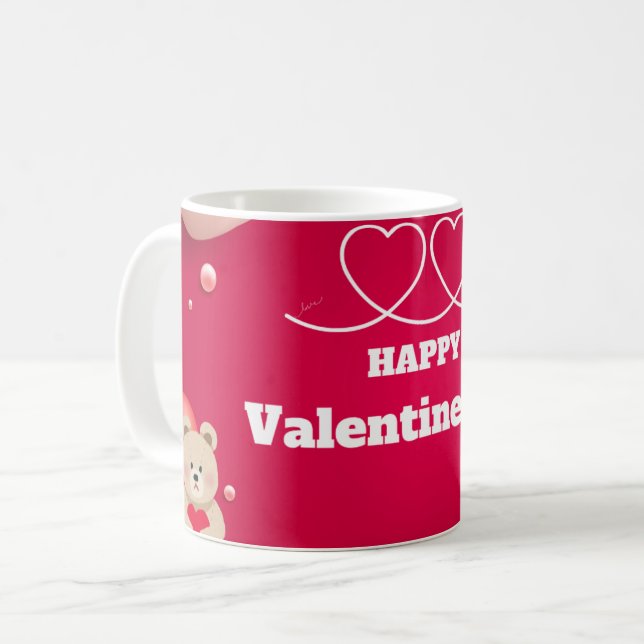 Café Feliz día de San Valentín Taza Corazón Bonito (Anverso izquierdo)
