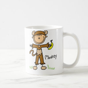 Café Figura del palillo en taza del juego de mono