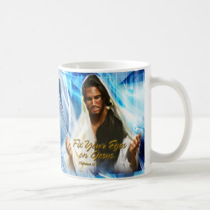 Café Fije sus ojos en la taza de Jesús 2
