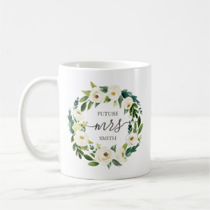 Café Flor blanca y taza verde del banquete de boda -