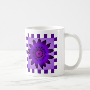 Café Flor de margarita morada, franjas de patrón - taza