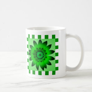 Café Flor de margarita verde, franjas de patrón - taza