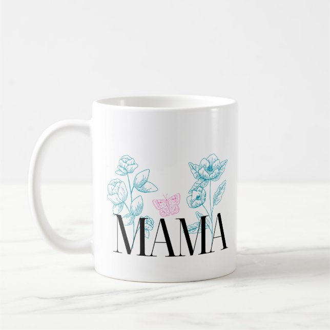 Café Floral elegante mamá flor en la taza del día de la (Izquierda)