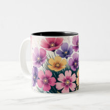 "Café Floral Mug - Copa de Flores Botánicas