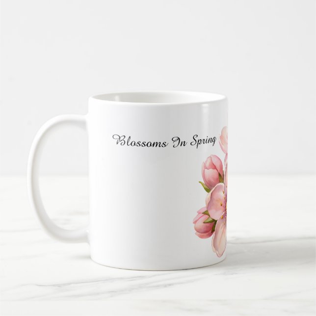 Café Flores de Acuarela en Primavera Taza Clásica (Izquierda)