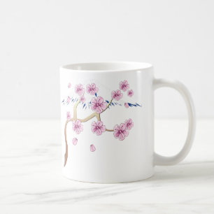 Café Flores de cerezo y taza del monte Fuji