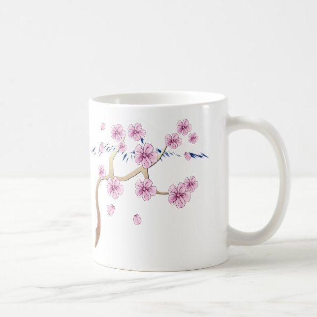 Café Flores de cerezo y taza del monte Fuji (Derecha)