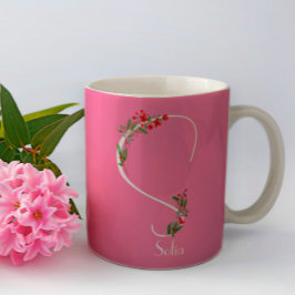Café Flores silvestres color de agua monogramo taza de 