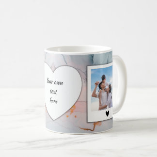 Café Foto personalizado y taza de texto - Mármol azul c
