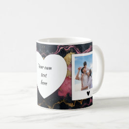 Café Foto personalizado y taza de texto - Mármol negro