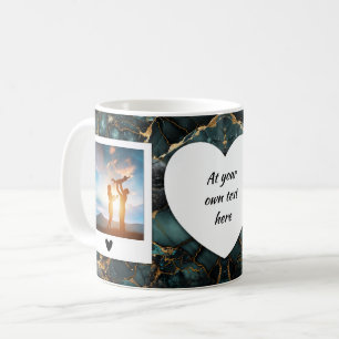 Café Foto personalizado y taza de texto - Mármol verde 
