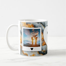 Café Foto personalizado y taza de texto - Negro, gris y