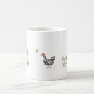 Café Gallina de la roca y taza barradas de la obra