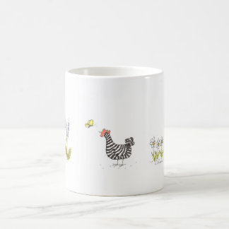 Café Gallina de la roca y taza barradas de la obra