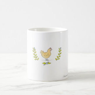Café Gallina y taza de color de ante de las ramas