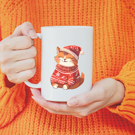 Café Gato adorable en la taza de suéter navideño