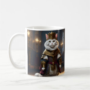 Café Gato blanco vestido de renacimiento, taza