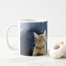 Gato de jengibre y taza clásica de luna llena
