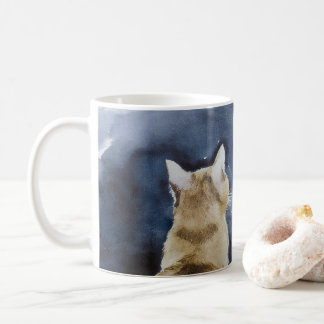 Café Gato de jengibre y taza clásica de luna llena