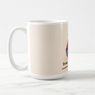 Café Gato "Impulsado por Café" sosteniendo una taza de 