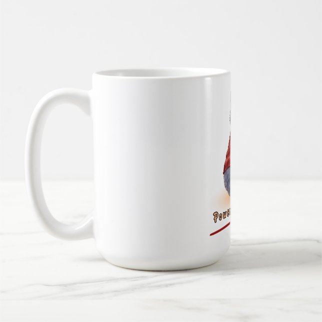Café Gato "Impulsado por Café" sosteniendo una taza de  (Izquierda)